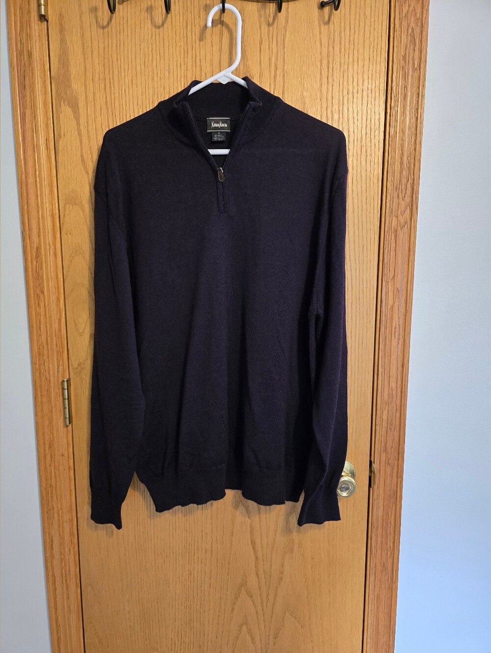 Neiman Marcus Men's Zip-Neck Sweater in Purple